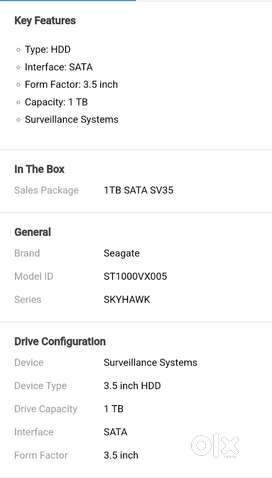1 TB hHard Disk Seagate Branded