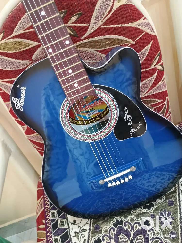 Hovner Blue Kids Size Guitar with Bag & Accessories