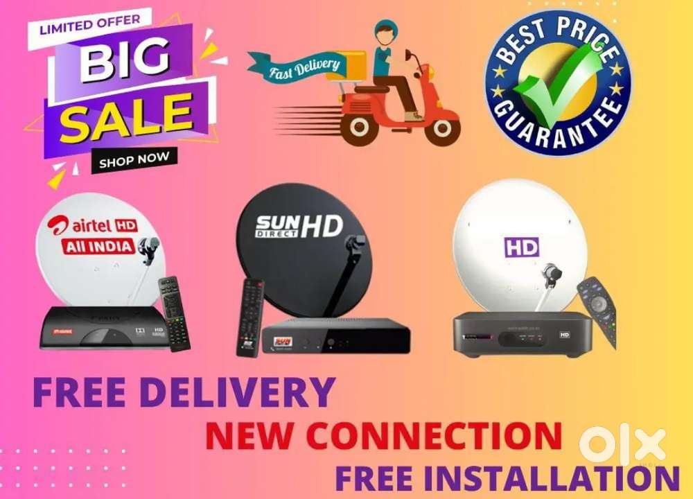 Biggest offer NEW DISH TV DTH D2H SKY HD BOX VIDEOCON PLAY AIRTEL Tatá