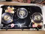 Surya crystal 3 burner automatic ignition glass top glass stove  good