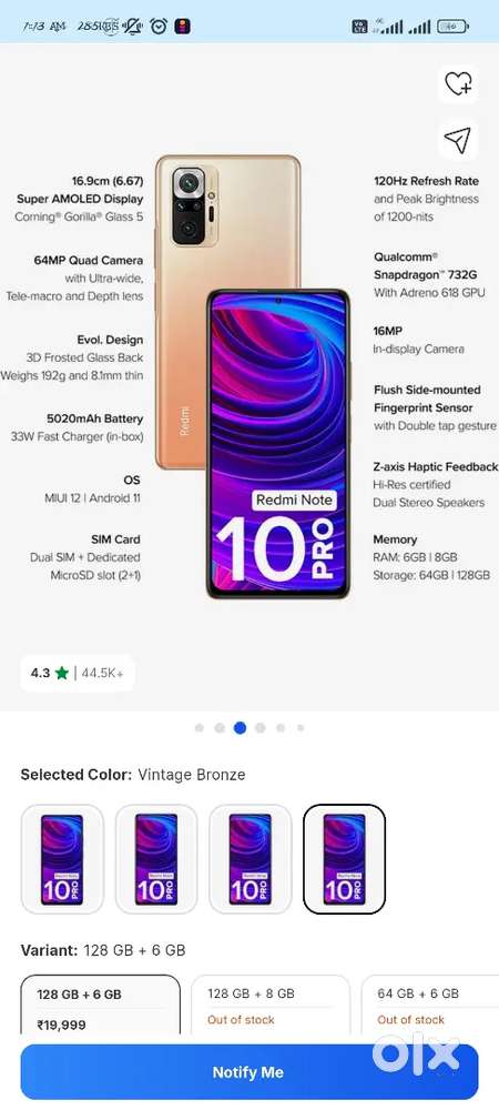 Price will be decreased contact for more urgently Redmi note 10 pro