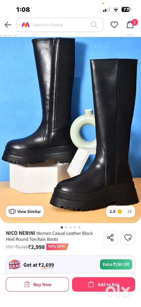 Brand New Women’s Leather Rain Boots – Size 5  Never Used