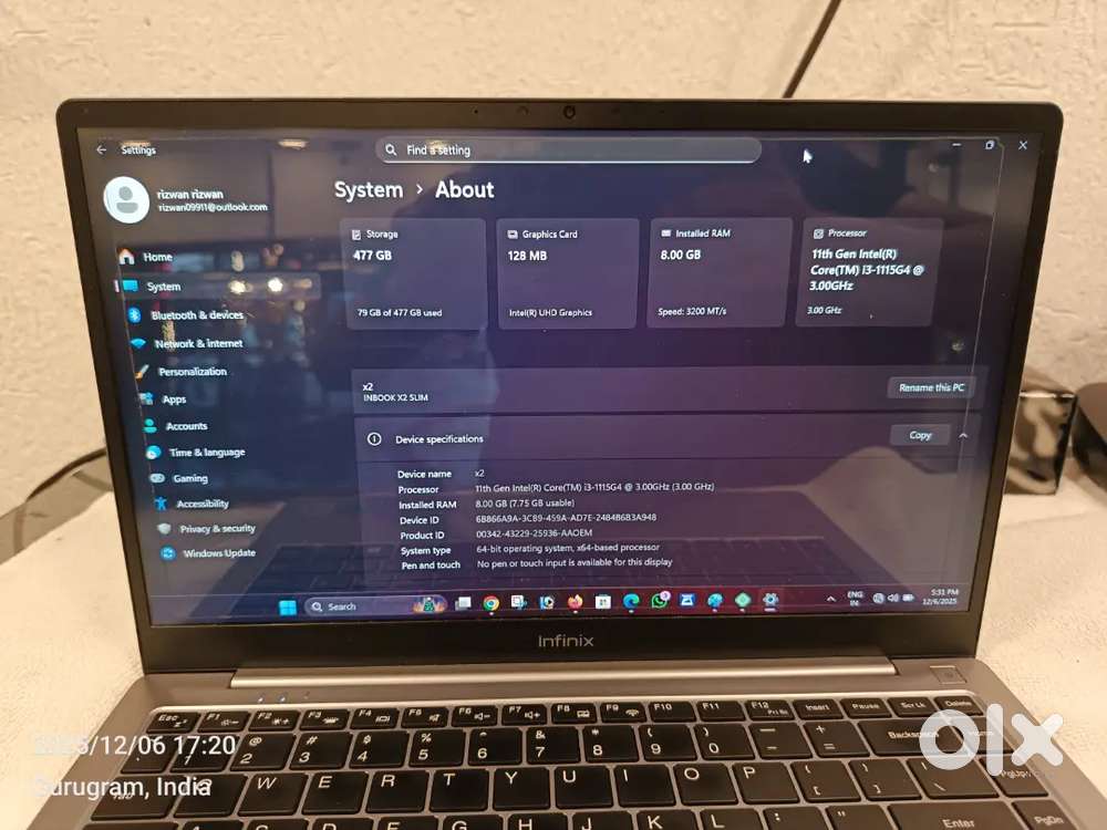 Infinix x2 slim laptop 8gb 512gb SSD