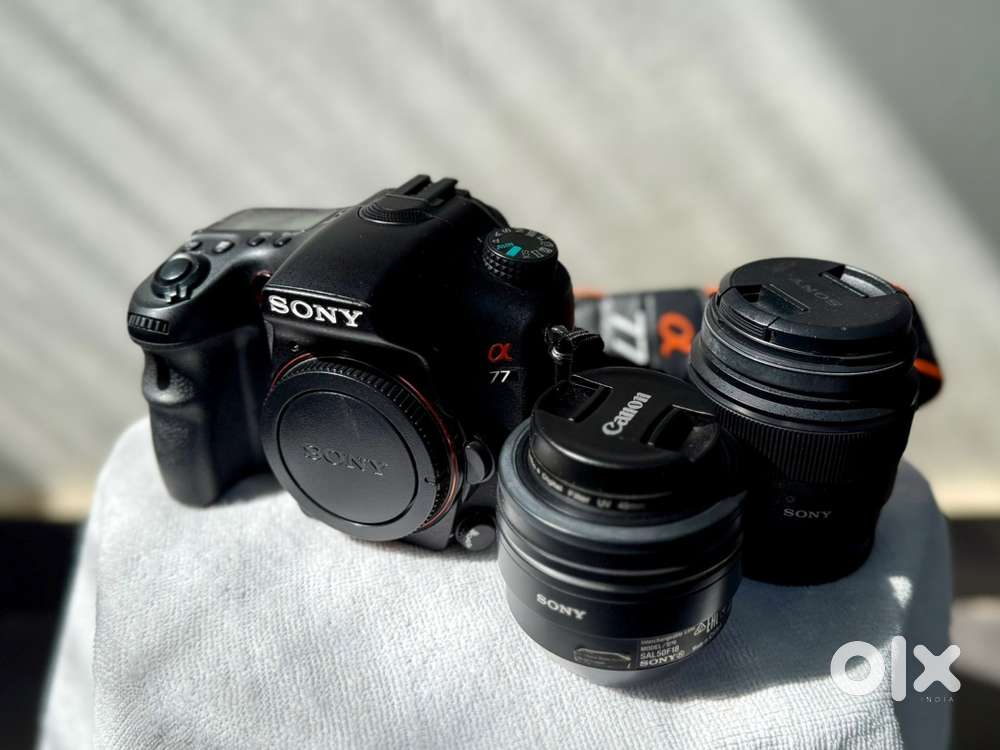Sony alpha A77 DSLR camera with 50mm & 18-55mm lens & Camera Bag