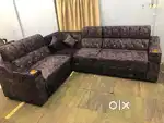 NEW BROWN COLOUR CUP HOLDER L SHAPE SOFA SET