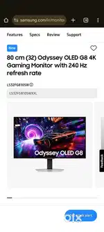 Samsung Odyssey OLED G8: LS32FG810SWXXL 4K Gaming Monitor 240Hz (32)