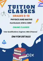 Maths and Physics Tuition Available for Class 6-10