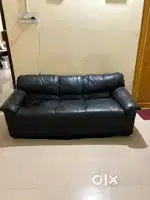 Black leather sofa