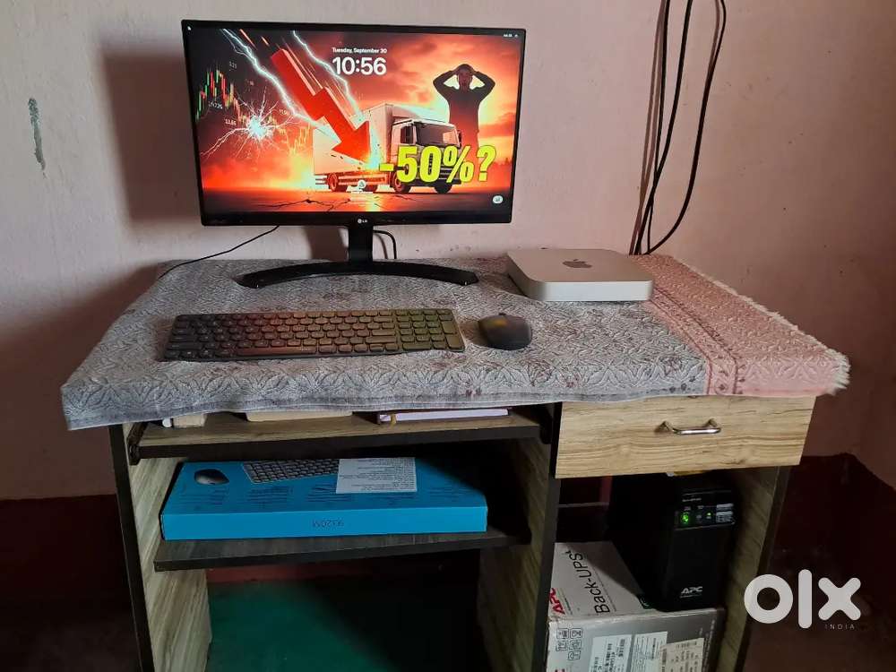 Mac mini and LG Monitor and Ups and Rapoo wireless keyboard and mouse