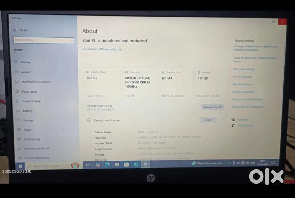 Hp laptop  i5 10th gen