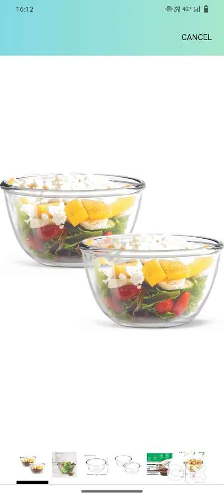 Treo by Milton Glass Mixing Bowls Without Lid  Set of 2, 1000ml each.
