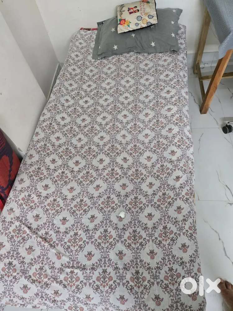 Wooden cott, bed and pillow