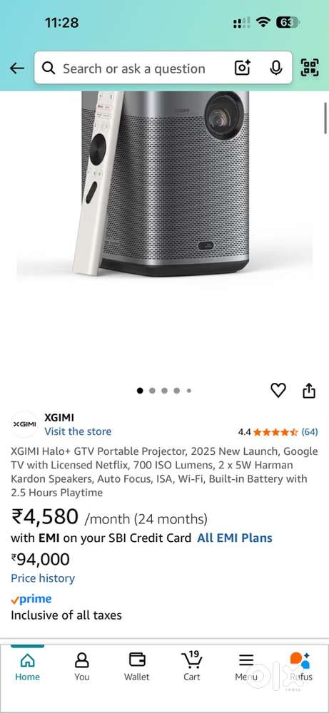 Xgimi Halo Plus GTV Projector With Bag and Stand Combo Full box