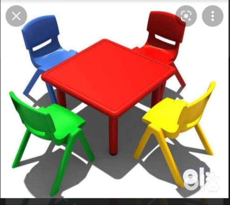 Plastic table, dog ride, super senior slide for kid school