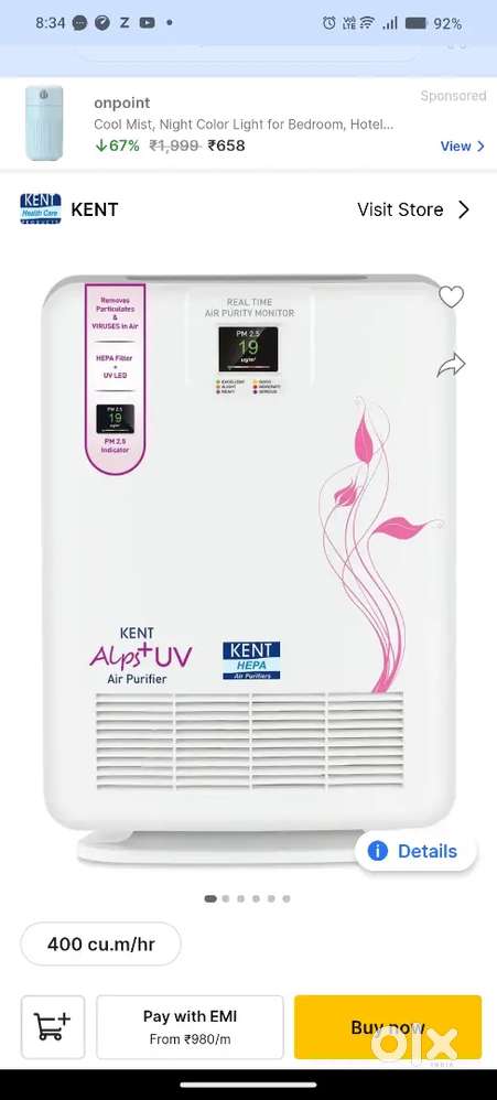 Kent Air purifier Alps+UV