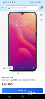 VIVO V11/6 GB RAM/64 GB INTERNAL