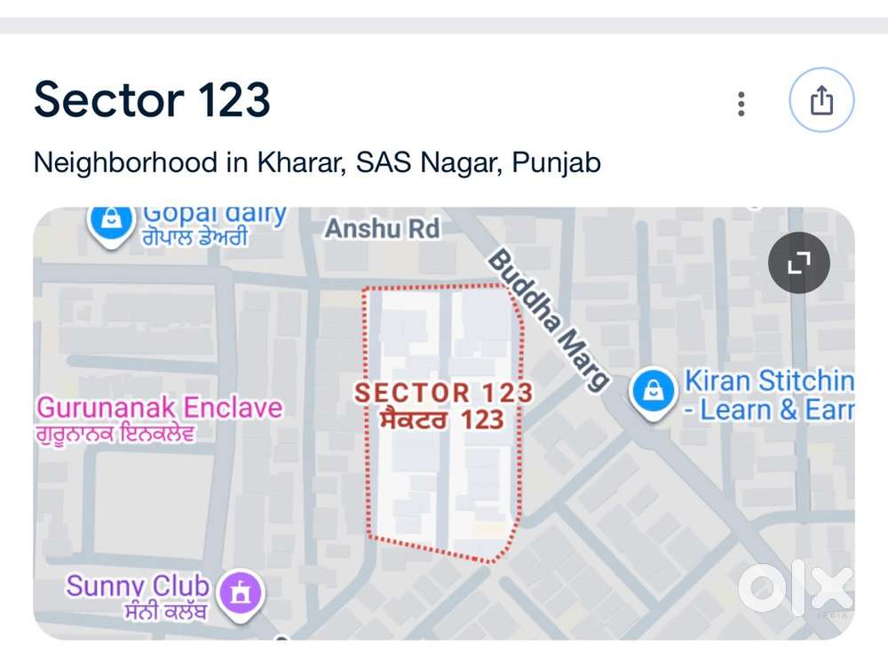 75 Gaj Plot for Sale in Sector 123 Mohali near Airport Road