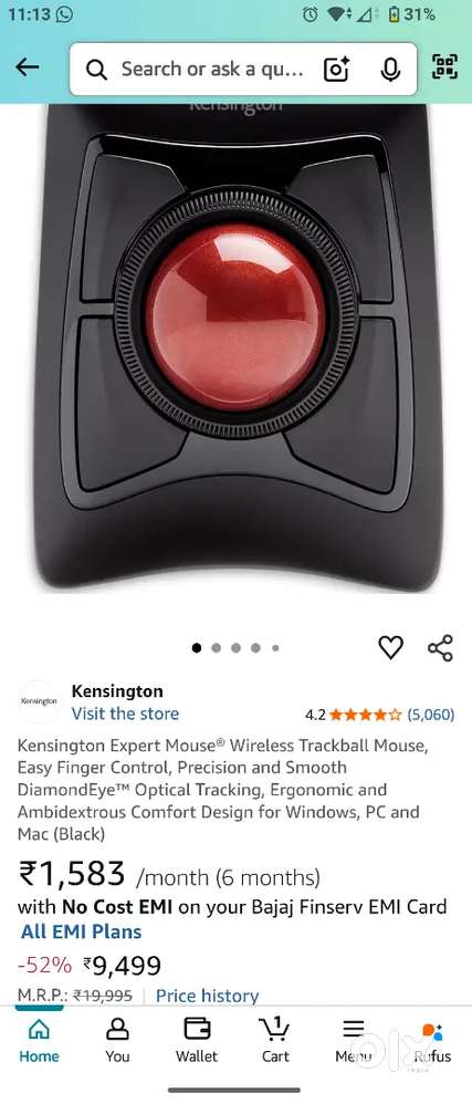 Kensington wireless tracking mouse, Bluetooth