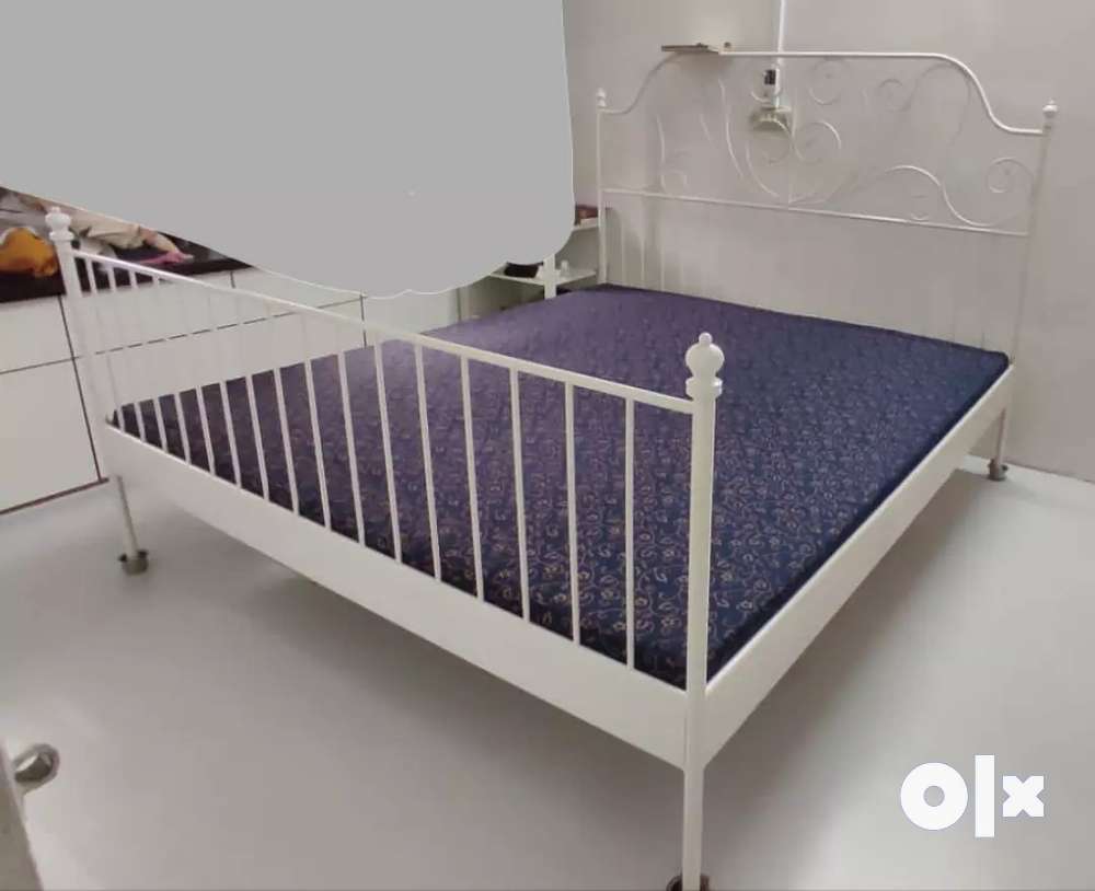 IKEA white metal bed queen size