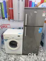 Combo lg front load washing machine with double door whirlpool fridge