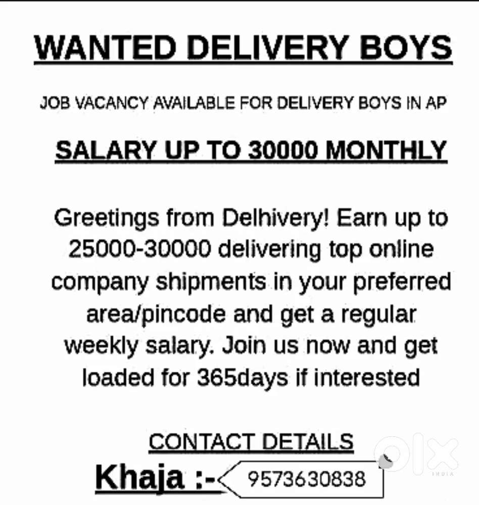 Wanted delivery boys in Narasaraopet
