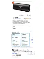 ADATA SE760 2TB External SSD – USB 3.2 Gen 2, Type-C, High Speed