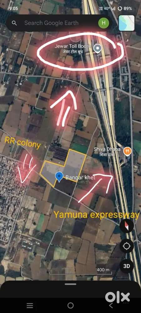 Agriculture Land of jewar 32 bigha opposite Yamuna expressway.