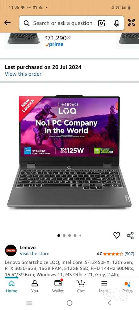 Lenovo LOQ LAPTOP Intel core i 5 12450hx
