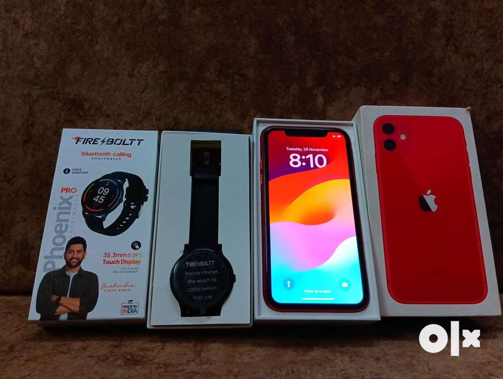I phone 11 64Gb with fire boult phynix pro smart watch