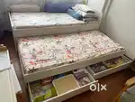 Ikea Kids Single Bed with pull out bed + 2 drawers