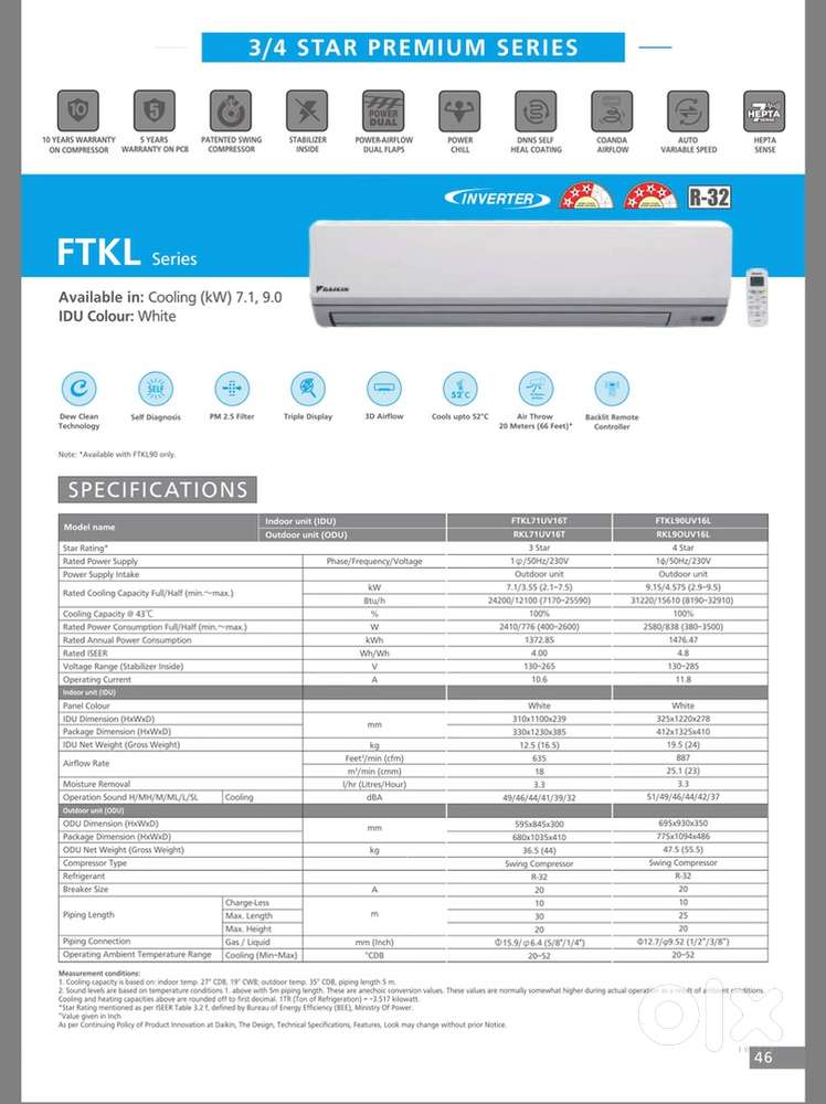 DAIKIN - 1 TON 3 STAR - FTKL35UV16WA