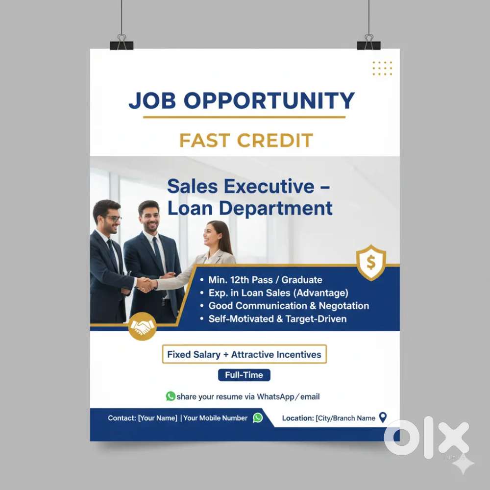 Hiring Sales Executive for Loan Services – Fast Credit