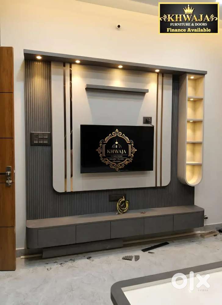 Khwaja Furniture. Beautiful Desighner TV unit. Bajaj finance available
