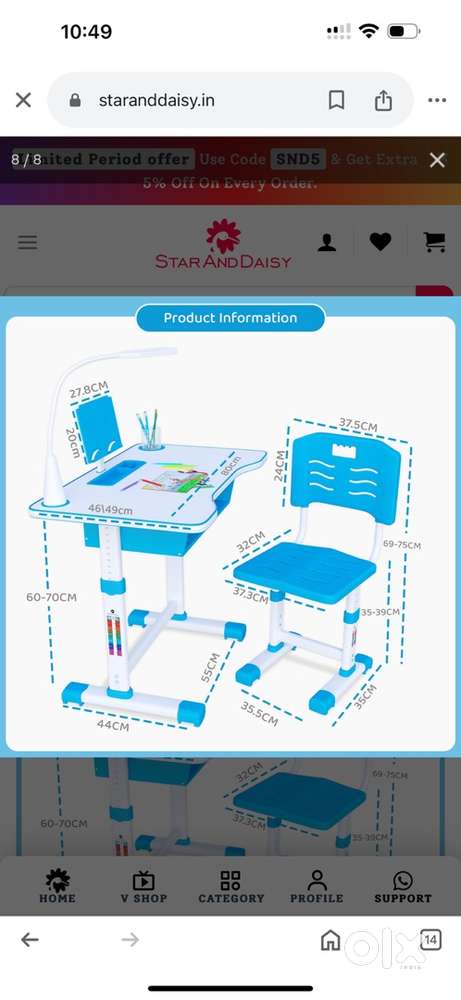 Star and daisy study table with chair