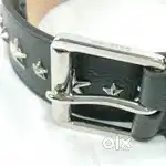 Jimmy Choo Archer-UUF Leather Belt with Silver Star Studs