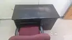 Wooden computer table with rolling chair