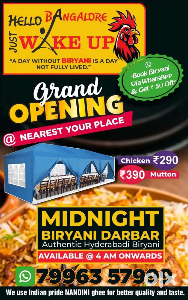 AUTHENTIC HYDERABADI BIRYANI MASTERCHEF WANTED IN BANGALORE