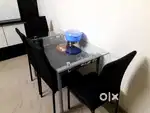Metal + Glass Dinning Table with 3 Chair