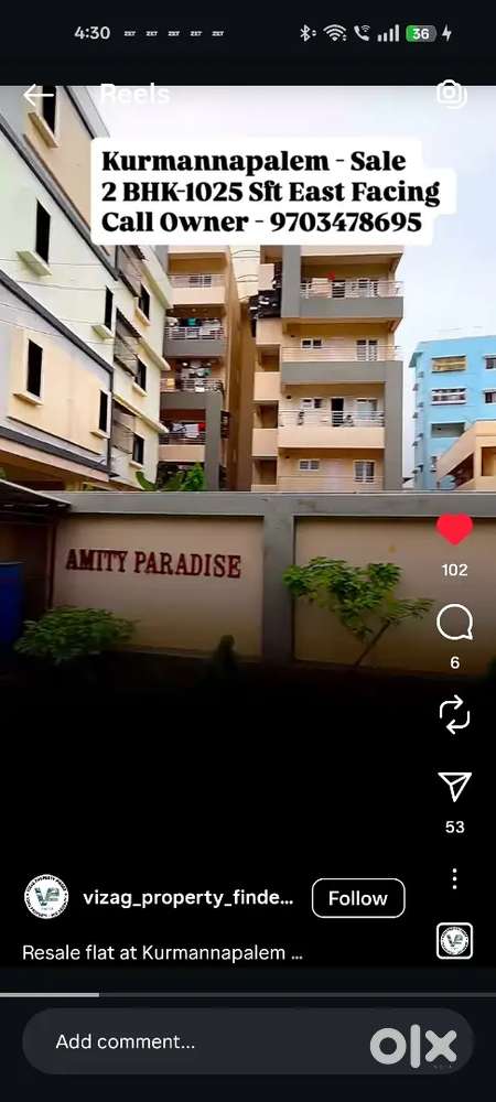 Good location and opposite GVMC park for kids and familiies ,near road