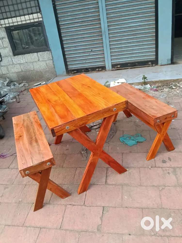 HOTEL RESTAURANT DINING TABLE WOOD TABLE BENCH SET