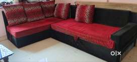 Dinning table with chairs, sofa cum bed, front tea table
