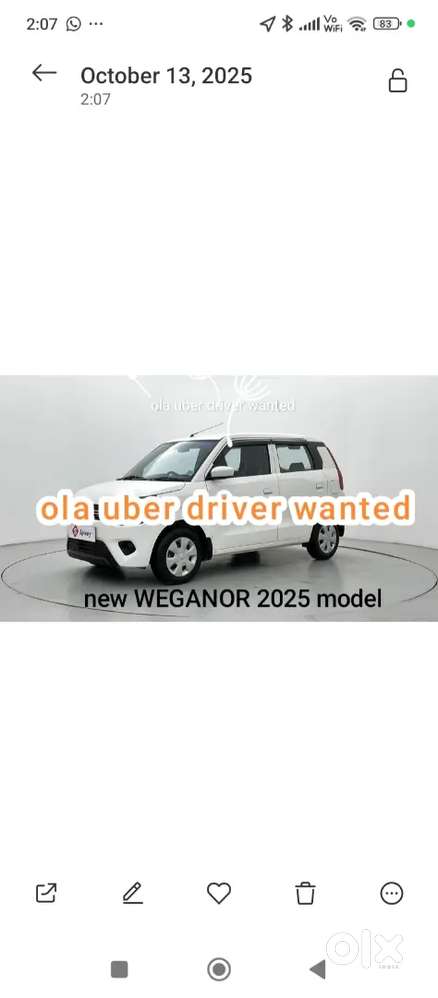 Ola uber indrive driver wanted brand new wagnor 2025 model