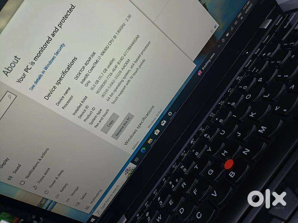 Thinkpad Lenovo T14s I7 10th gen 16gb Ram 512 nvme, 15 inches
