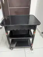 Wooden table on wheels. Metal frame. Moving out sale