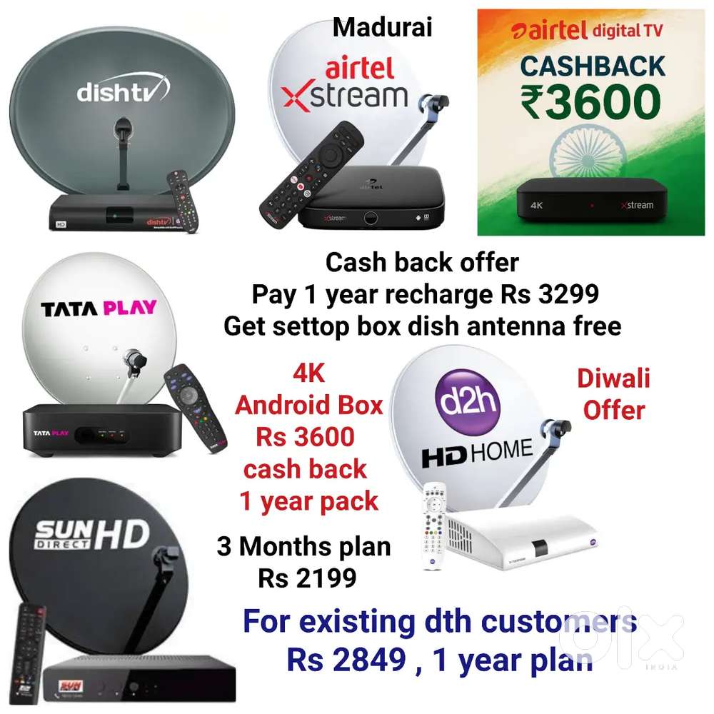 AIRTEL DTH ! TATÀ ! SUNDIRECT ! PLÀY ! DISHTV ! VIDEOCON D2H ! LED TV