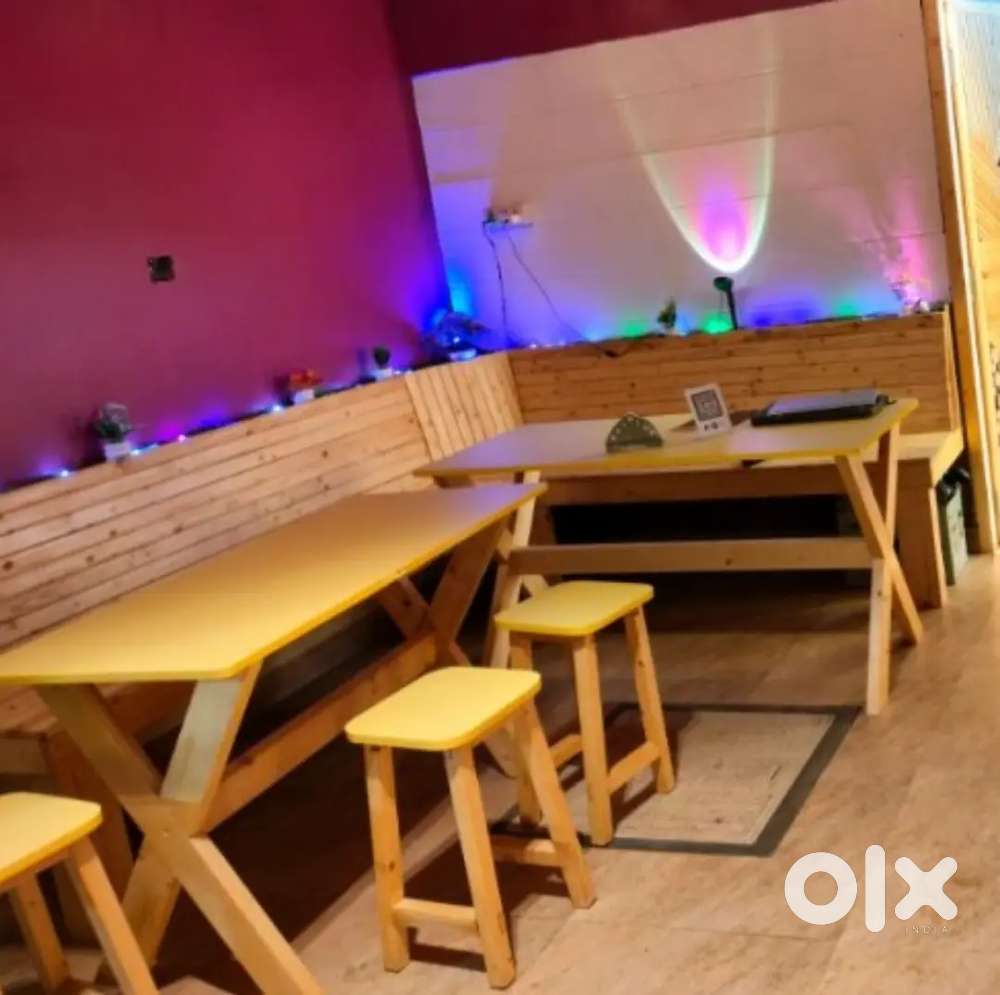 Cafe kitchen equipments and wooden interiors in good condition