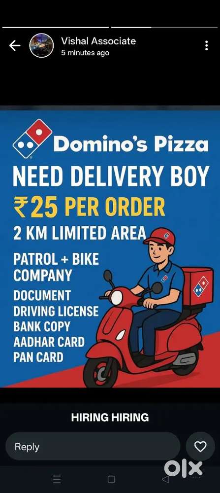 Need staff delivery boy and restaurant staff
