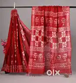 Block printing cotton linen saree