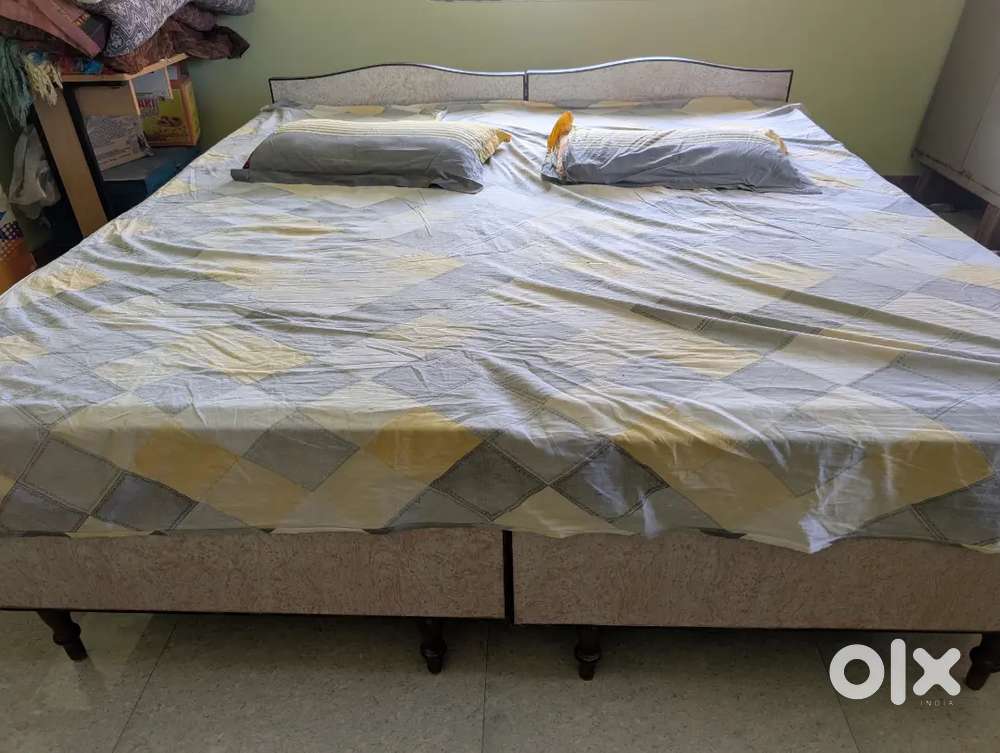 Two 6*3 Rosewood cots along with bed