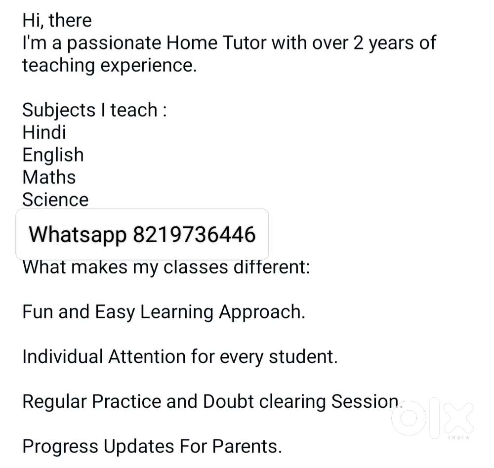 Contact for home Tuitions
